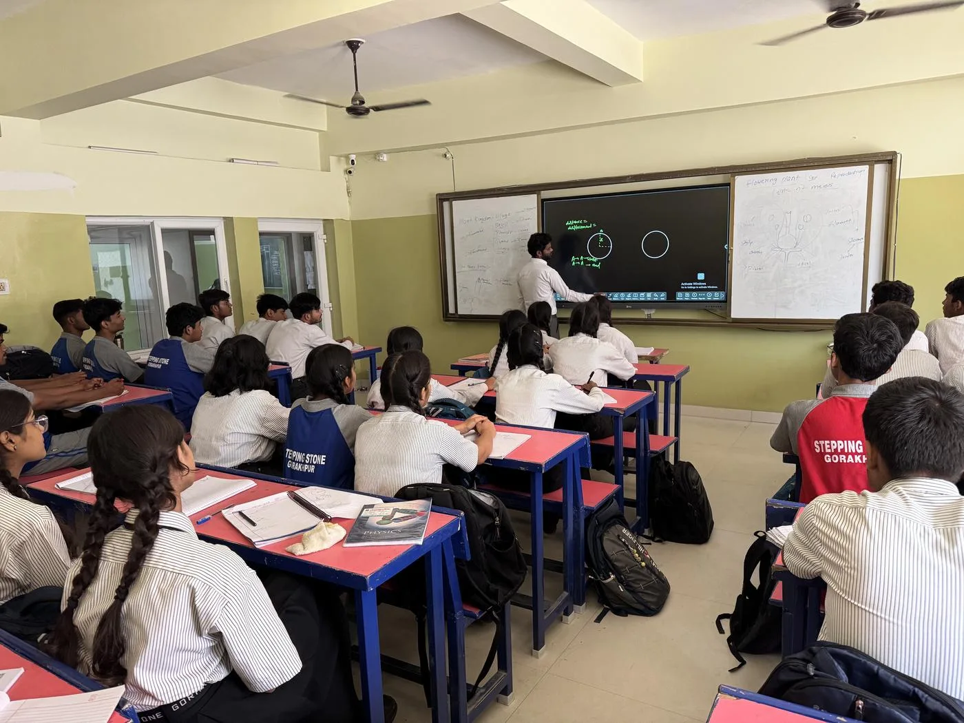 Students learning with their teacher in a Stepping Stone classroom